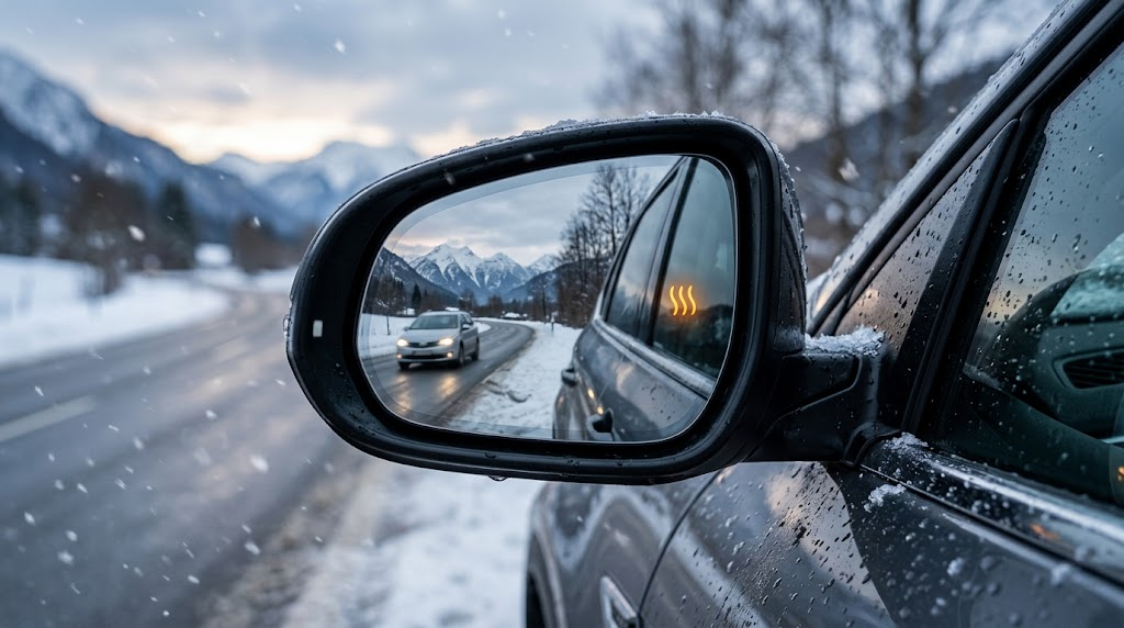 Heated car mirror glass
